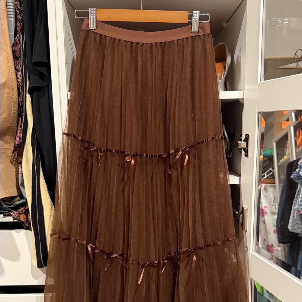 Elegant Brown Tulle Skirt